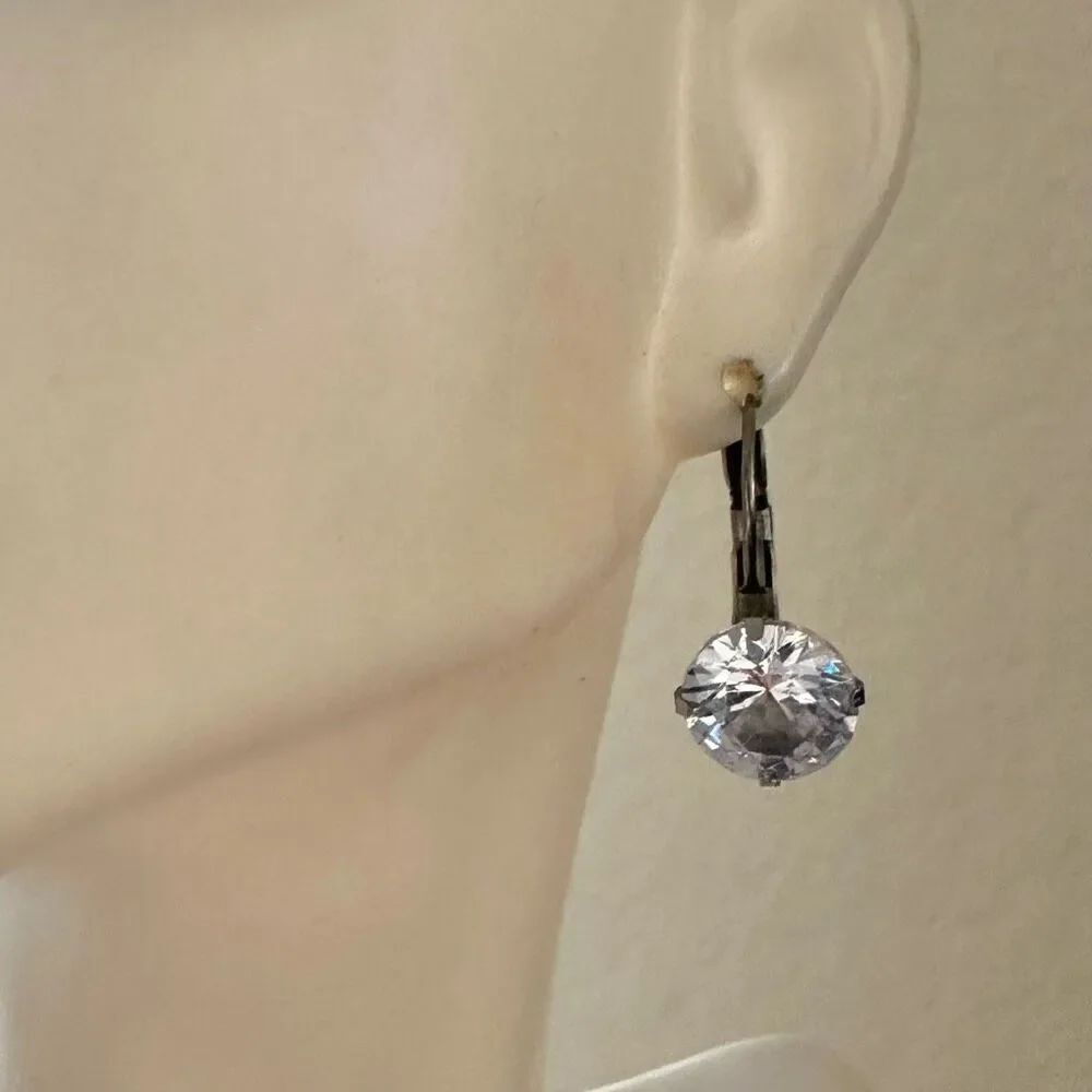 Silver tone rhinestone earrings